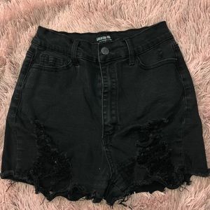 Black Distressed Shorts